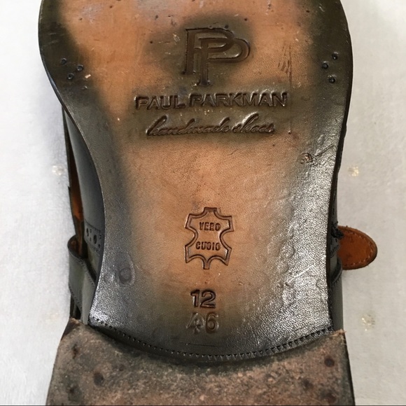 Paul Parkman Green Leather Wingtip Monkstrap Shoes - Picture 10 of 13